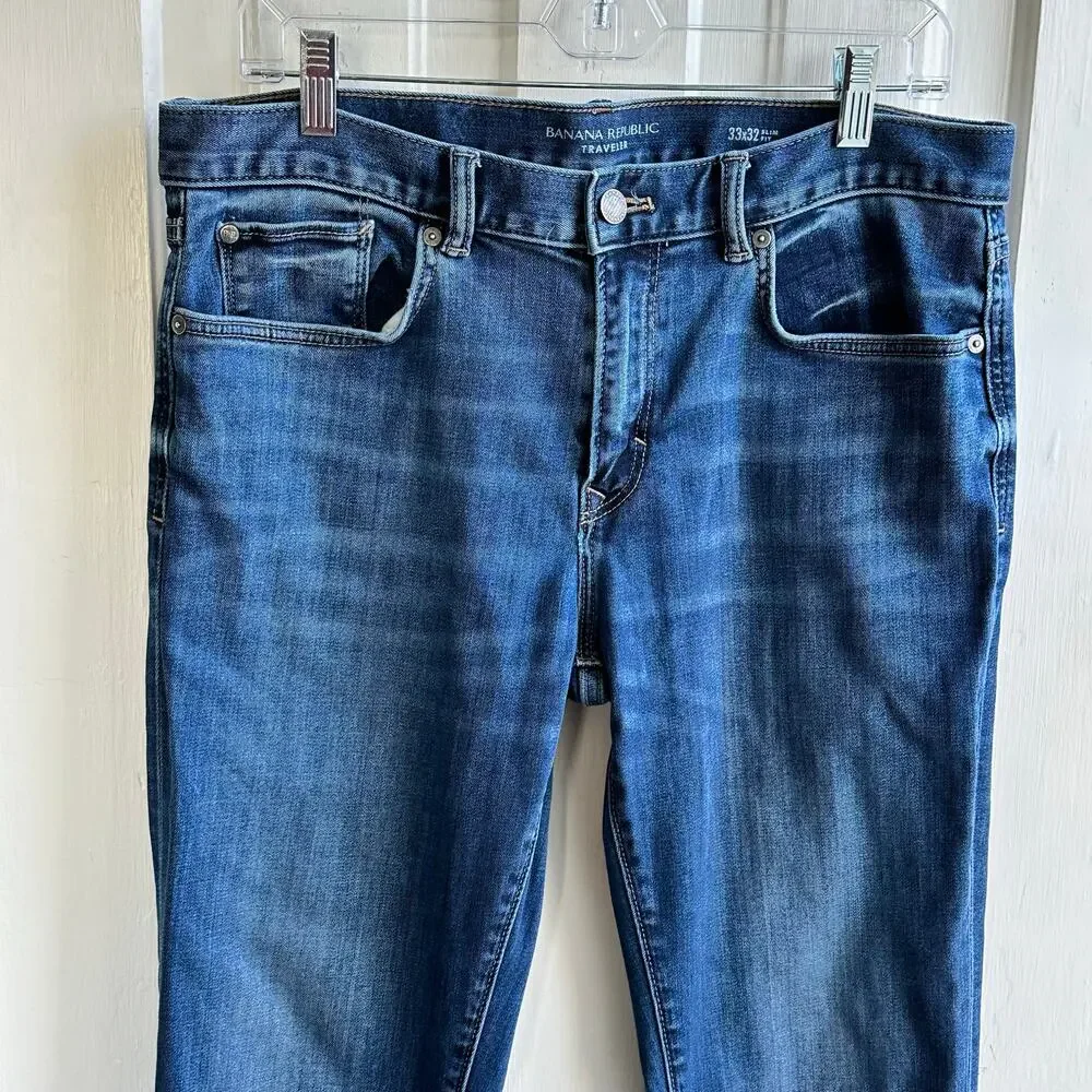 Banana Republic Traveler Jeans Mens 33x32 Slim Fit Stretch Medium Wash
